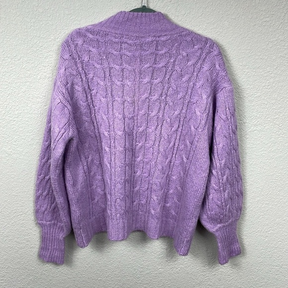 NWT Have One Maglia Donna Braided Chunky Cable Knit Sweater Light Purple Alpaca - Picture 4 of 8